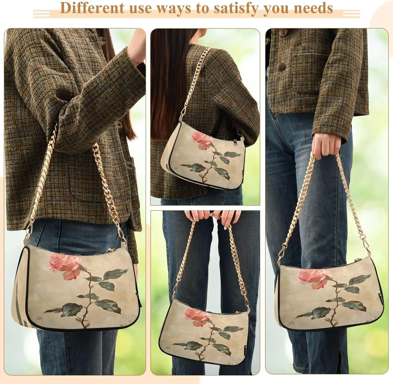 Rainbow Cloud Shoulder Bag with Zipper, Womens Shoulder Bags Crossbody