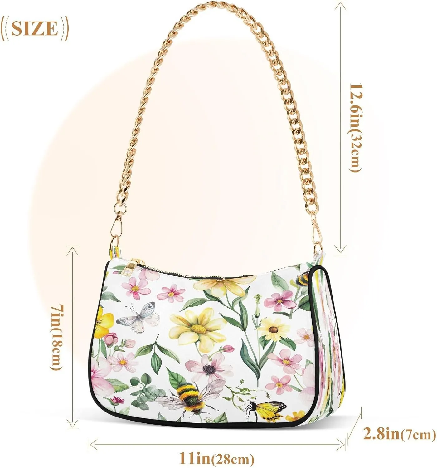 Rainbow Cloud Shoulder Bag with Zipper, Womens Shoulder Bags Crossbody