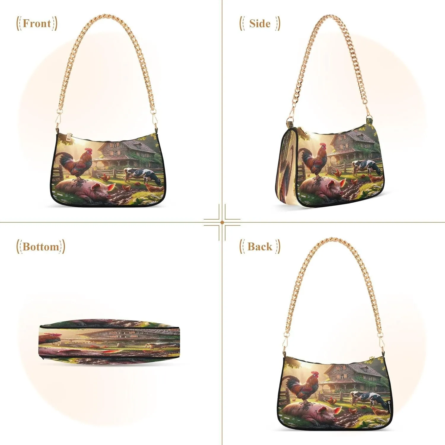 Rainbow Cloud Shoulder Bag with Zipper, Womens Shoulder Bags Crossbody