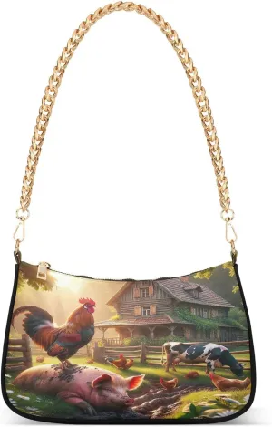 Rainbow Cloud Shoulder Bag with Zipper, Womens Shoulder Bags Crossbody