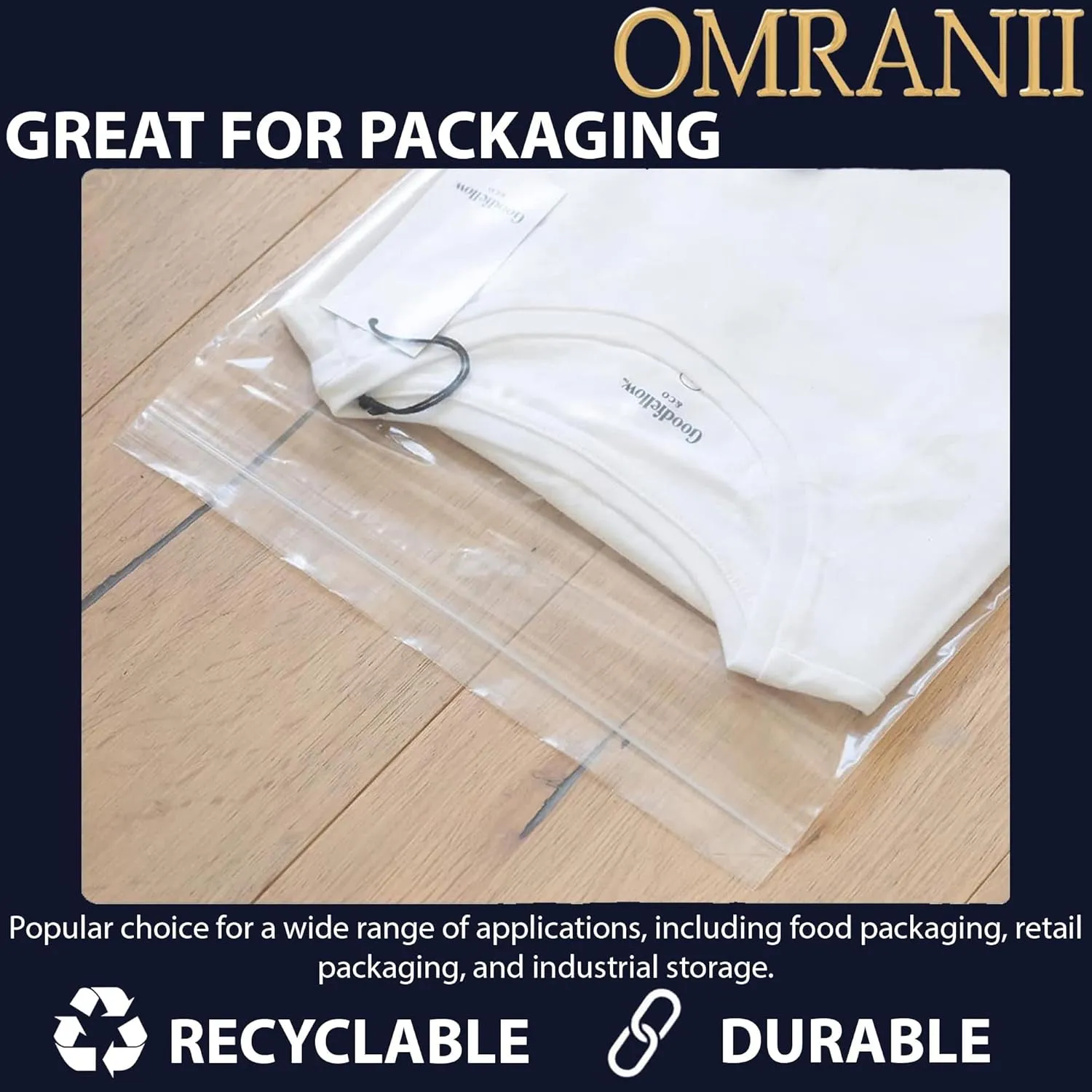 Reclosable Zip Poly Bags, 2Mil 20" X 24" & 100 Bags | LDPE Material, Clear Plastic with Resealable Lock Seal Zipper | Resealable Zip Top Lock For Travel, Storage, Packaging & Shipping