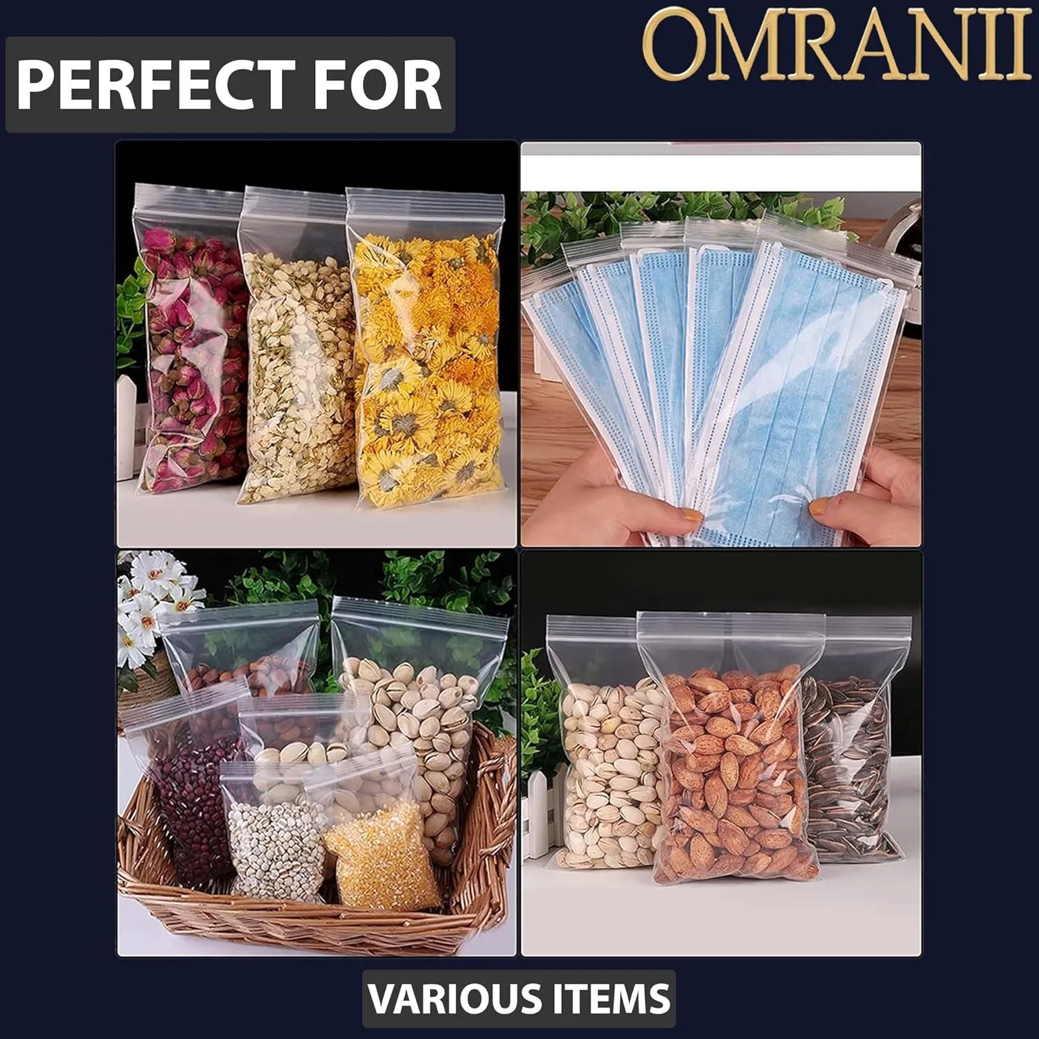 Reclosable Zip Poly Bags, 2Mil 20" X 24" & 100 Bags | LDPE Material, Clear Plastic with Resealable Lock Seal Zipper | Resealable Zip Top Lock For Travel, Storage, Packaging & Shipping