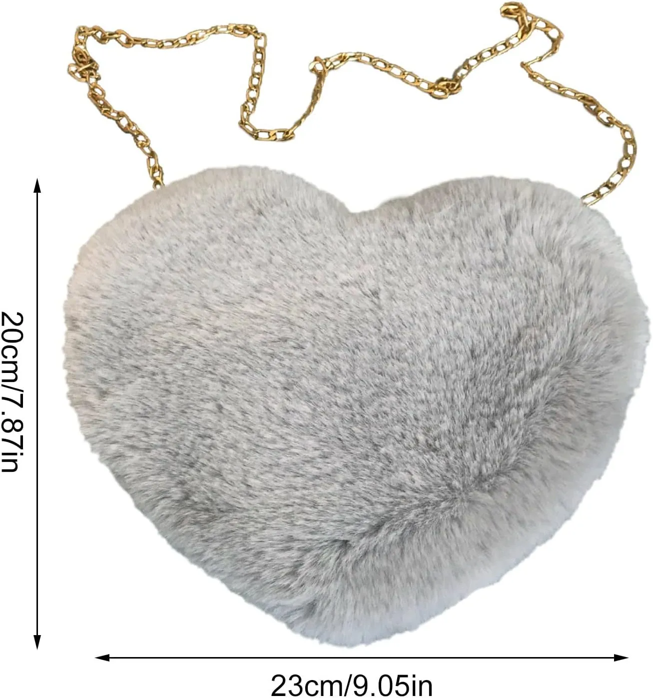 Retro Clutch Underarm Purse Fashion Love Bag Peach Heart Bag Women Chain Crossbody Plush One Shoulder Wool