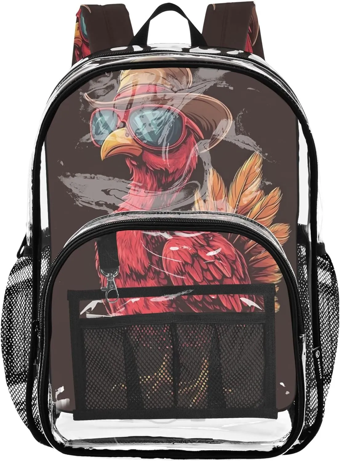 Retro Turkey Sunglasses Brown Kids Backpacks, Large Clear Bag, Backpack Bag