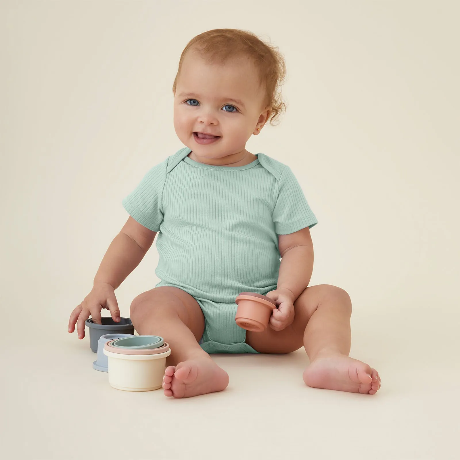 Ribbed Short Sleeve Bodysuit