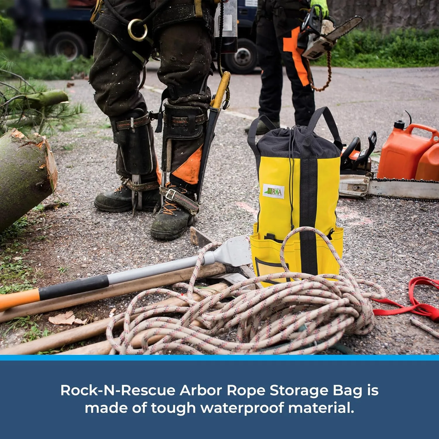 Rock N Rescue Arbor Rope Storage Bag - Rock and Tree Climbing Equipment, Arborist Gear, Bucket Style Backpack, Waterproof Nylon Material, Red, 200'