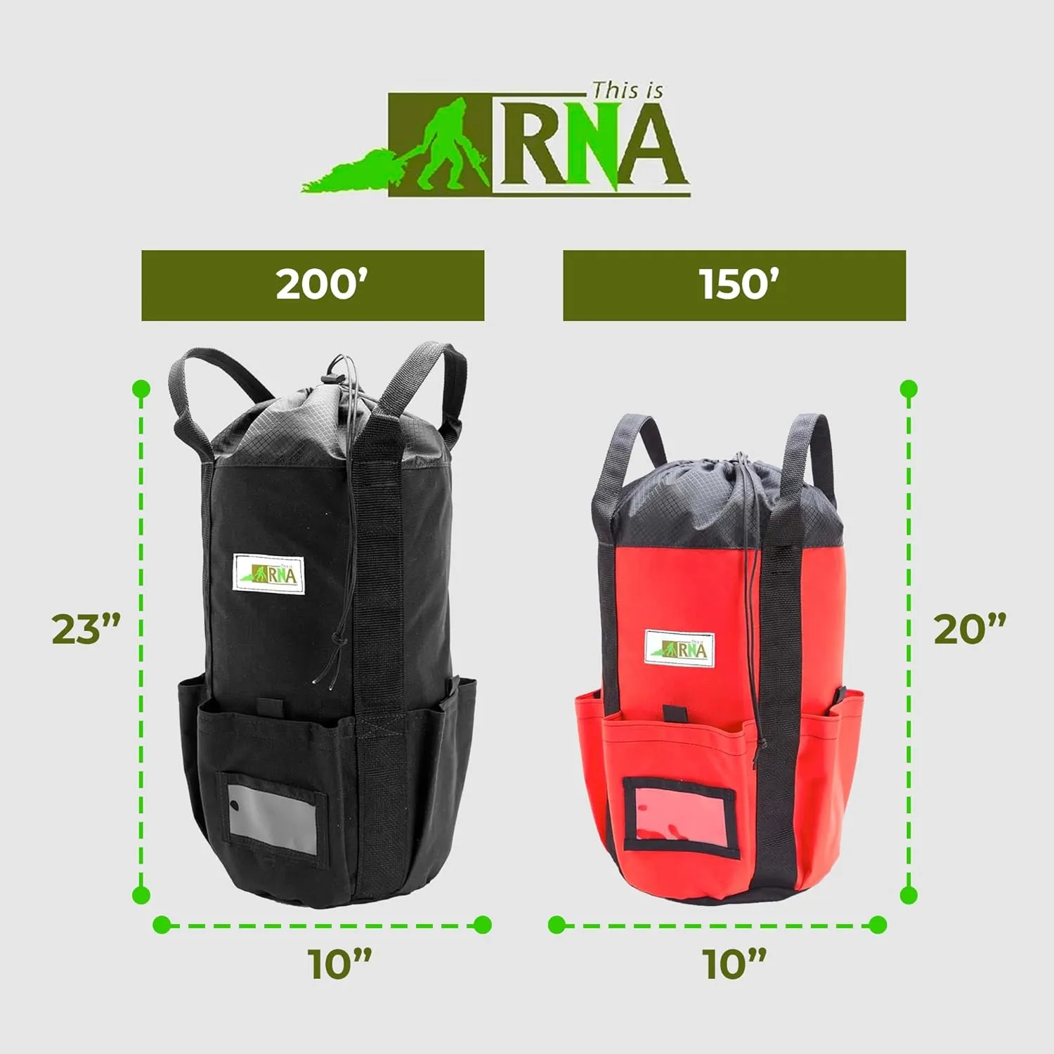 Rock N Rescue Arbor Rope Storage Bag - Rock and Tree Climbing Equipment, Arborist Gear, Bucket Style Backpack, Waterproof Nylon Material, Red, 200'