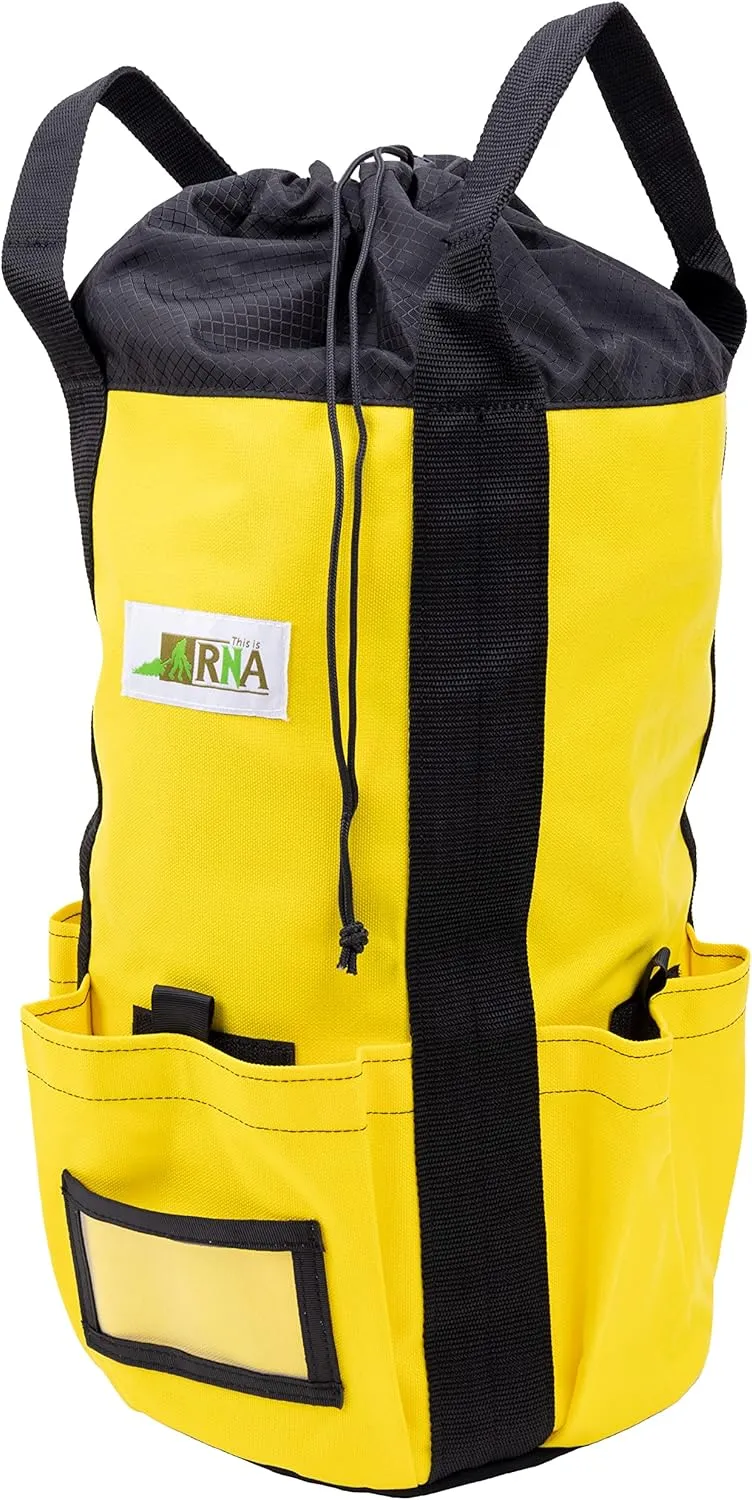 Rock-N-Rescue Arbor Rope Storage Bag - Rock and Tree Climbing Equipment, Arborist Gear, Bucket Style Backpack, Waterproof Nylon Material, Yellow, 200'
