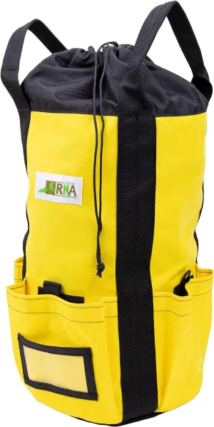 Rock-N-Rescue Arbor Rope Storage Bag - Rock and Tree Climbing Equipment, Arborist Gear, Bucket Style Backpack, Waterproof Nylon Material, Yellow, 200'