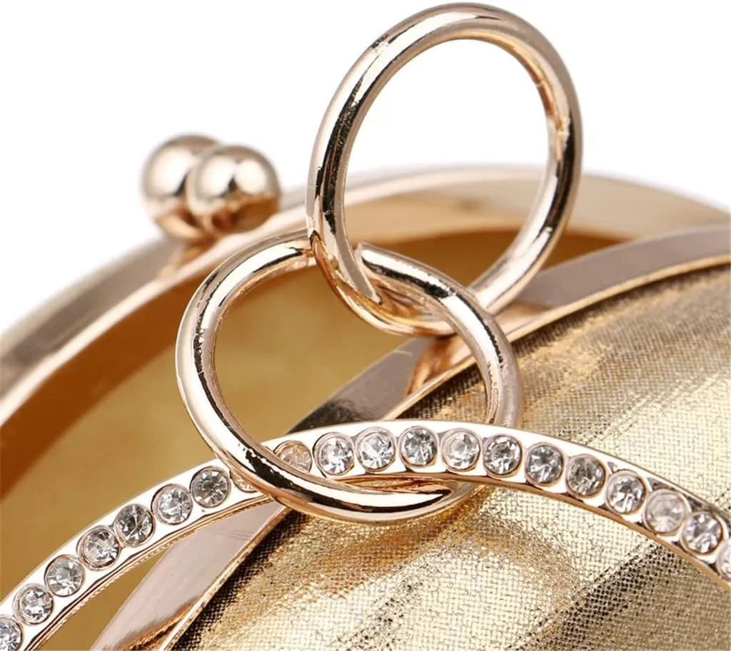 Round Shaped Women Evening Bags Diamonds Day Clutches Chain Shoulder Bags(E)