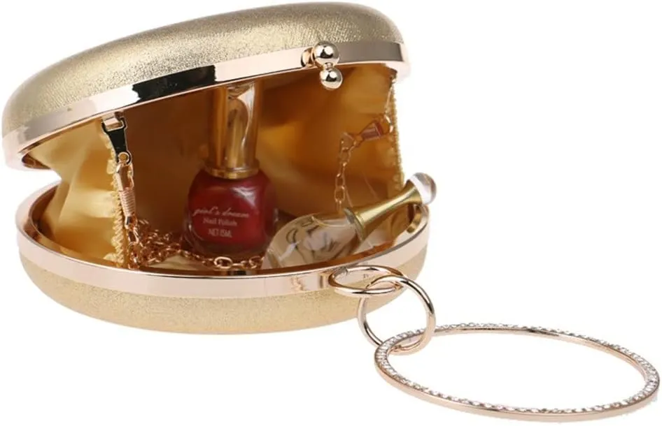 Round Shaped Women Evening Bags Diamonds Day Clutches Chain Shoulder Bags(E)