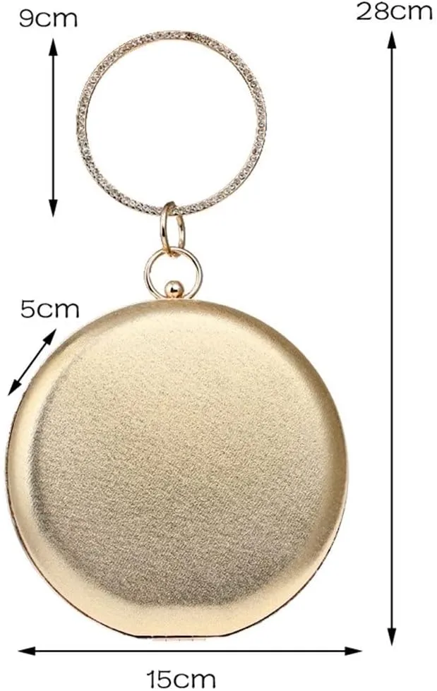 Round Shaped Women Evening Bags Diamonds Day Clutches Chain Shoulder Bags(E)