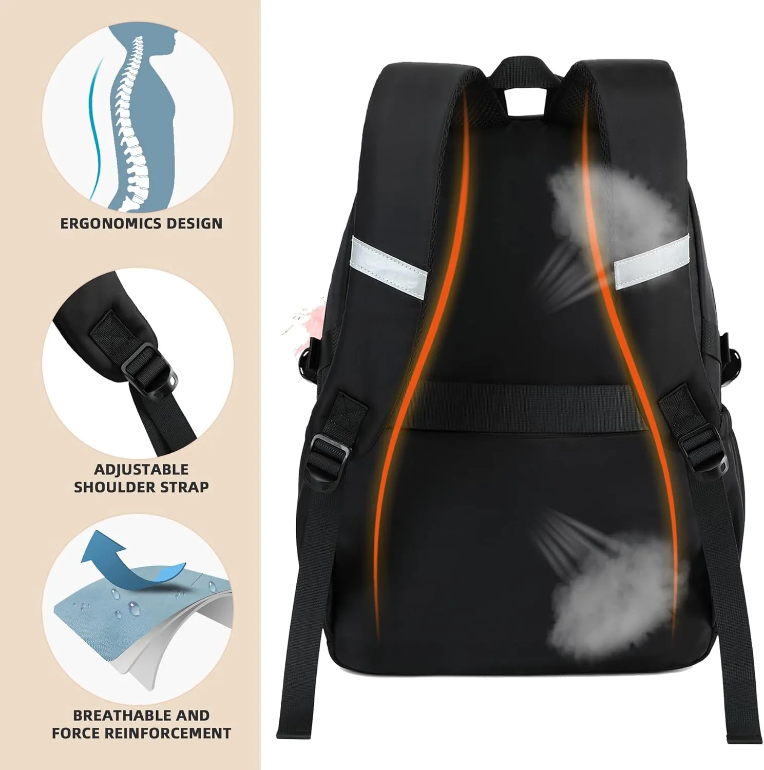 School Backpack for Teen Girls College Backpacks for Women Students Bookbag Large 15.6 Inch Laptop Bags Kids Kindergarten Elementary Middle School Bag Anti Theft Daypack Sport Travel Back Pack Black
