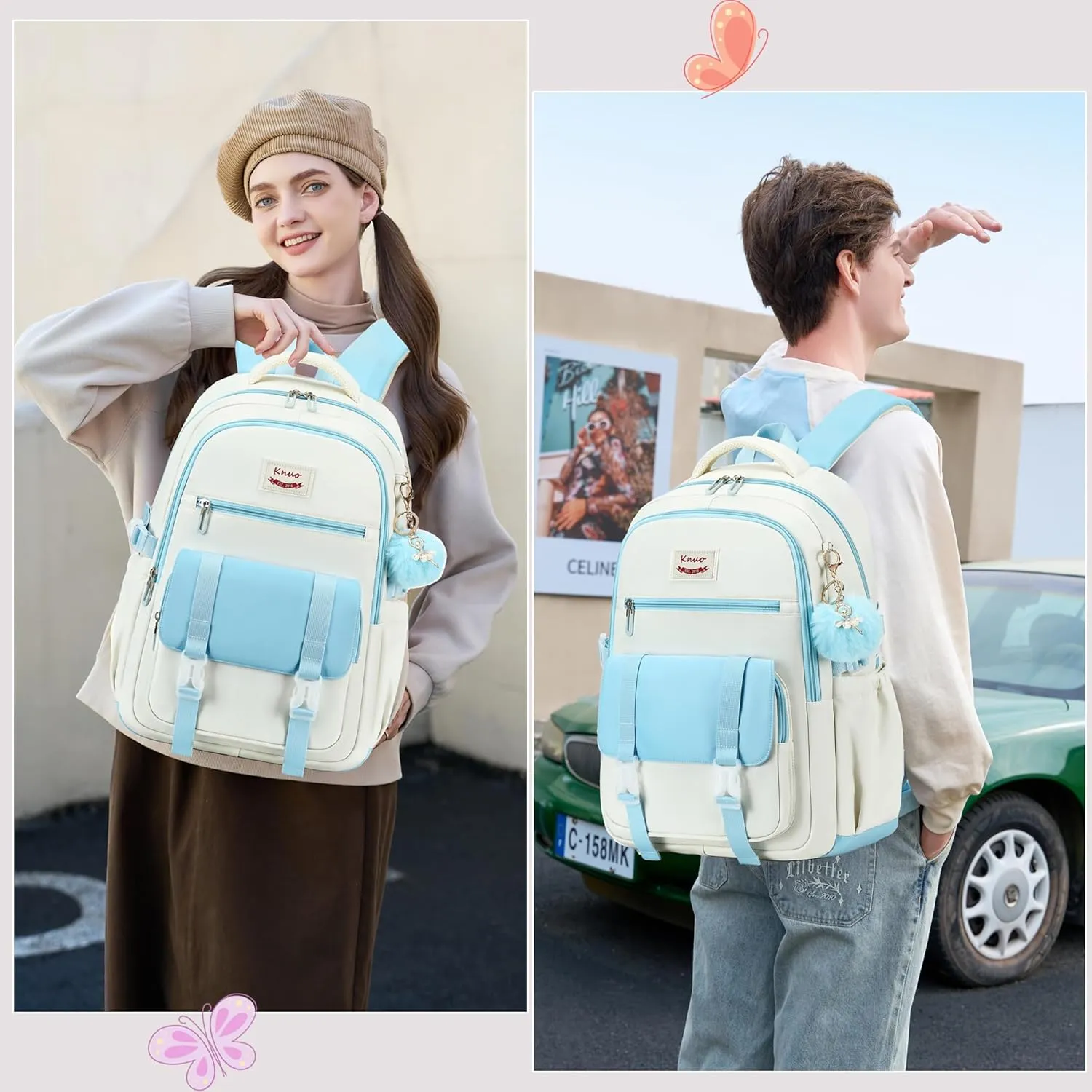 School Backpack for Teen Girls College Backpacks for Women Students Bookbag Large 15.6 Inch Laptop Bags Kids Kindergarten Elementary Middle School Bag Anti Theft Daypack Travel Back Pack Blue