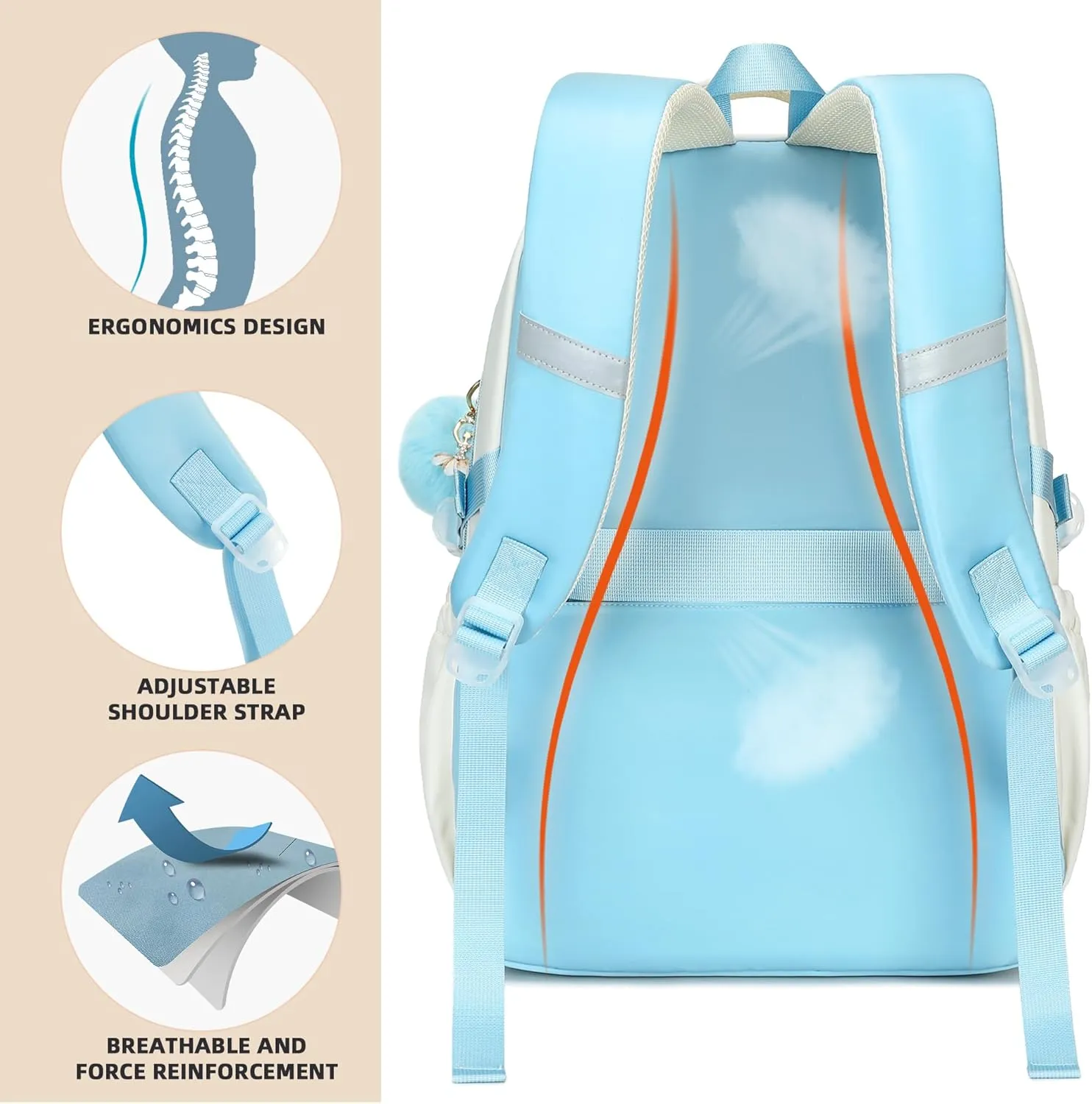 School Backpack for Teen Girls College Backpacks for Women Students Bookbag Large 15.6 Inch Laptop Bags Kids Kindergarten Elementary Middle School Bag Anti Theft Daypack Travel Back Pack Blue