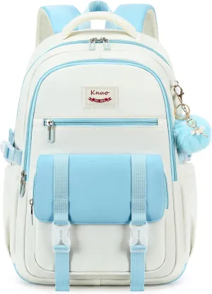 School Backpack for Teen Girls College Backpacks for Women Students Bookbag Large 15.6 Inch Laptop Bags Kids Kindergarten Elementary Middle School Bag Anti Theft Daypack Travel Back Pack Blue