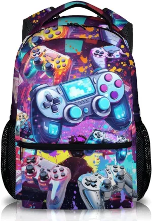 School Backpacks for Kids, Gamer Backpacks for Students Boys 5-7, 17 Inch with Shoulder Daypack School Bag, Large Capacity Gaming Bookbags for Preschool Elementary Hiking