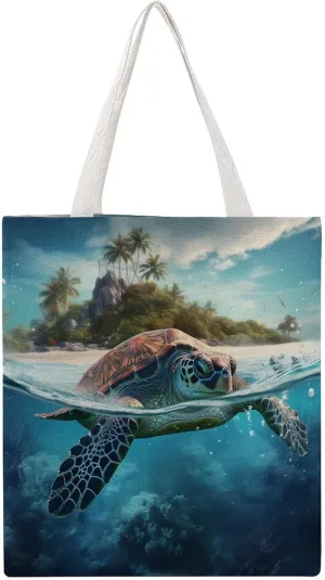 Sea Turtle Canvas Tote Bag Casual Handbags Grocery Shopping Purses Work Bag for Women