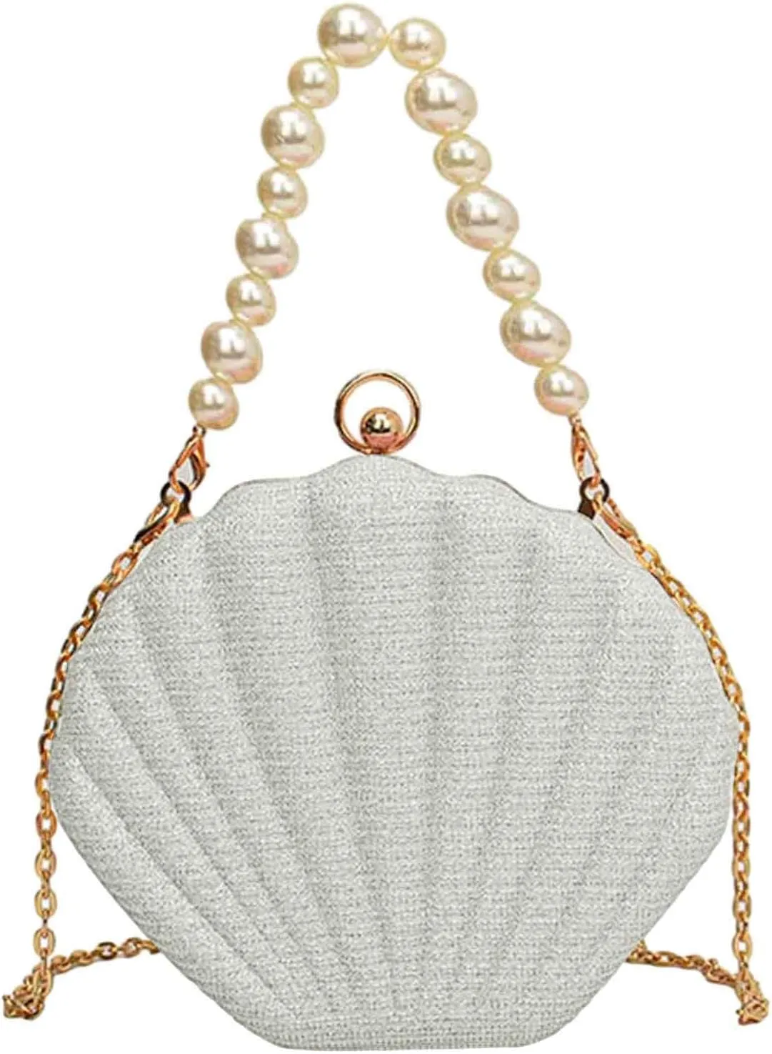Sequin Small Bag Women's Bag New Simple Crossbody Bags Korean Pearl Chain Shoulder Bag Mens Purses Or (One Size)