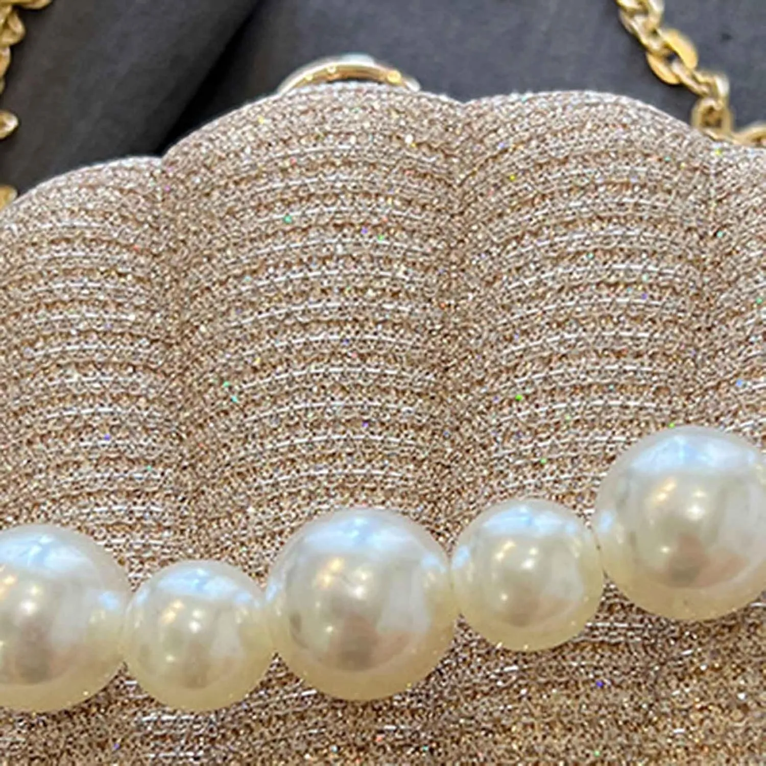 Sequin Small Bag Women's Bag New Simple Crossbody Bags Korean Pearl Chain Shoulder Bag Mens Purses Or (One Size)