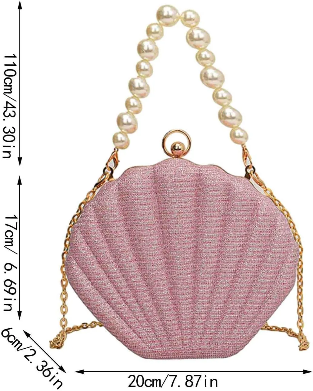 Sequin Small Bag Women's Bag New Simple Crossbody Bags Korean Pearl Chain Shoulder Bag Mens Purses Or (One Size)