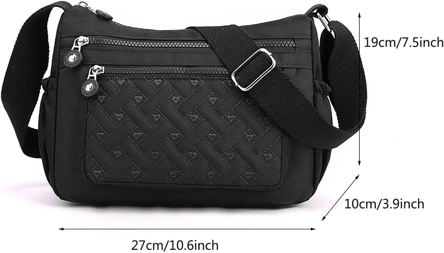 Single Shoulder Women's Bags New Nylon Embroidery Line Bags Canvas Lady's Body Cloth Bag Large Capacity (Blue, One Size)