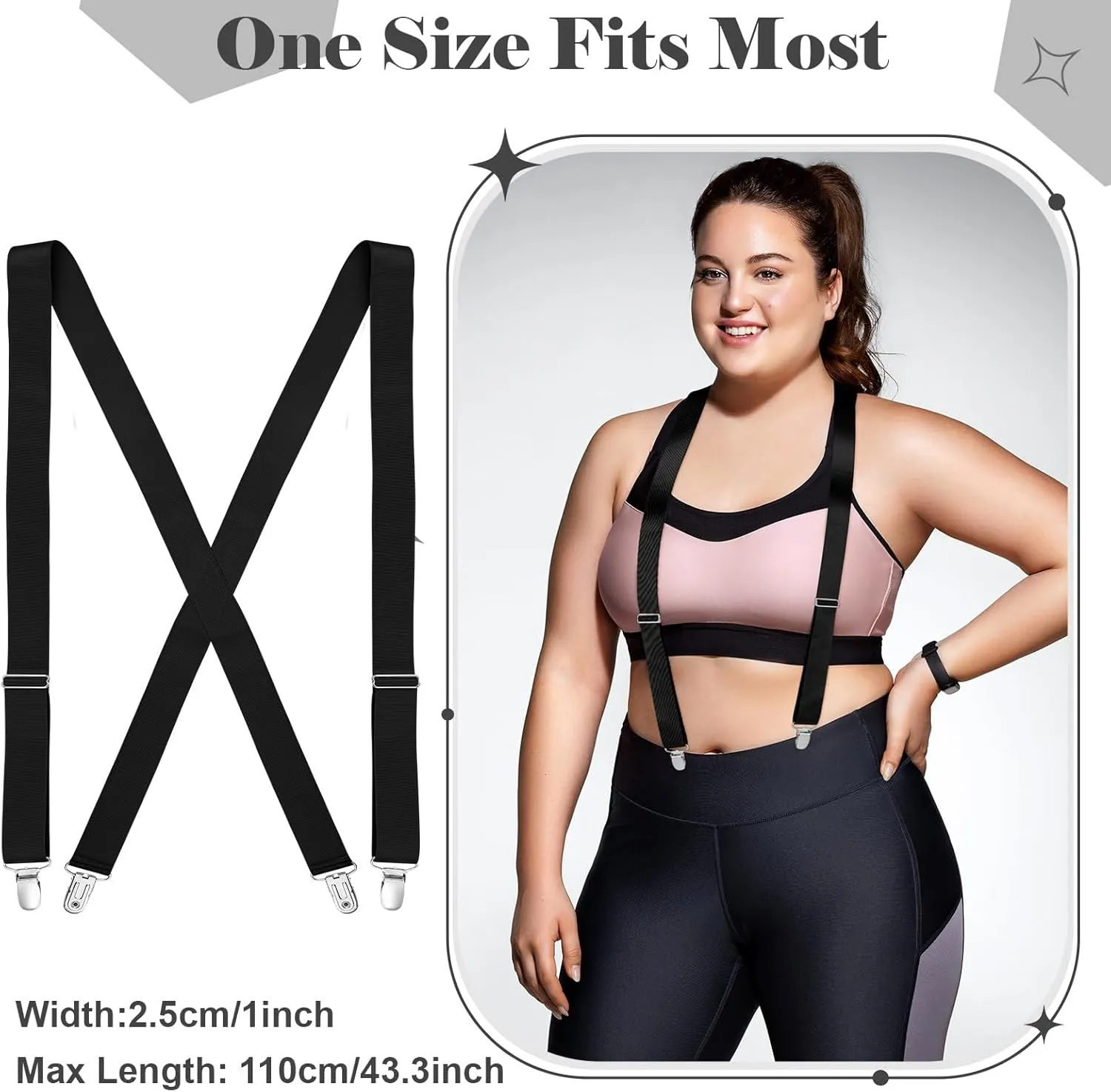 Sintege Hidden Suspenders for Women Pants Under Clothes 1" Width Thin X Back Ladies Suspenders for Jeans Undergarment