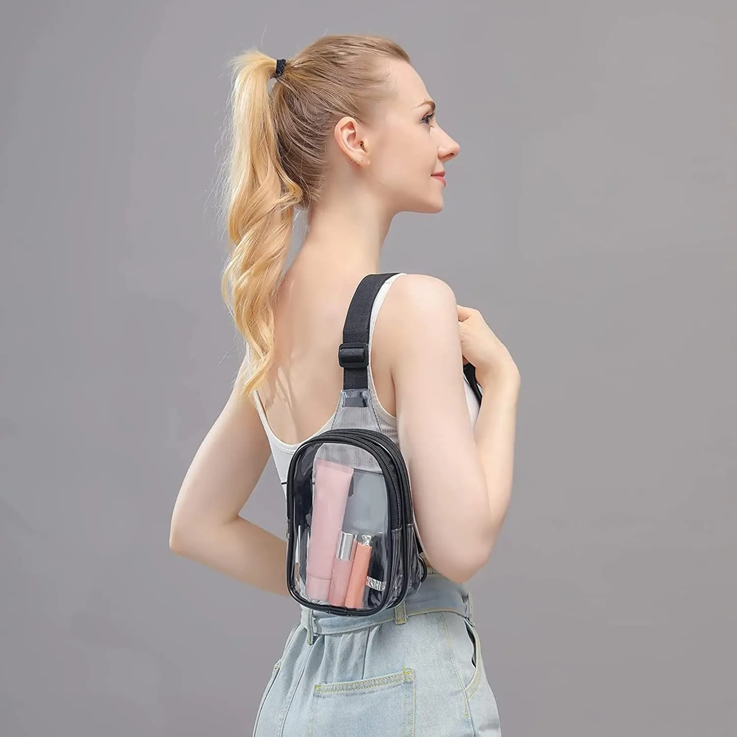 Sling Bag Crossbody Women Men Travel Hiking Stadium Concert Multipurpose Clear Crossbody Sling Backpack