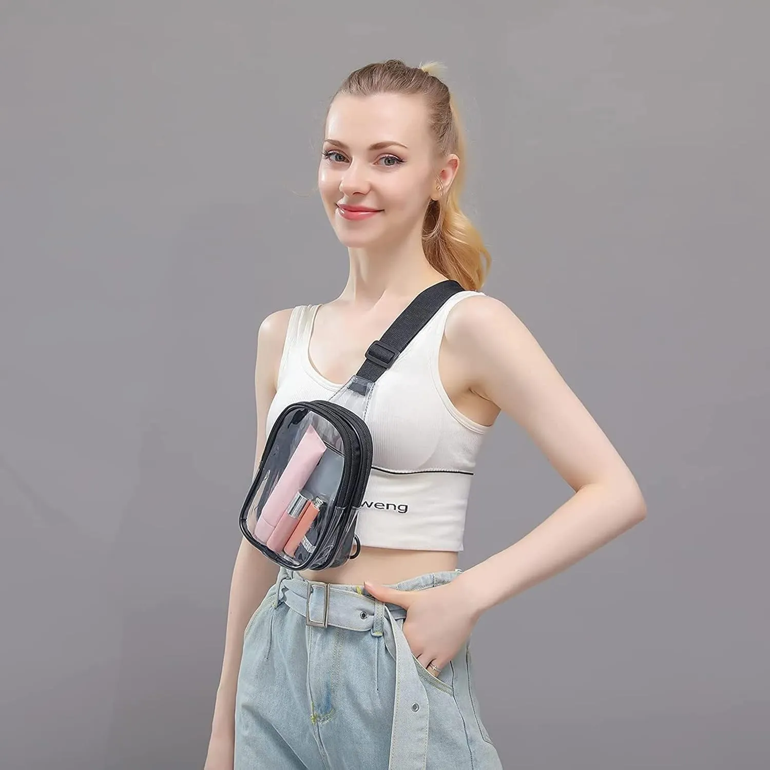 Sling Bag Crossbody Women Men Travel Hiking Stadium Concert Multipurpose Clear Crossbody Sling Backpack