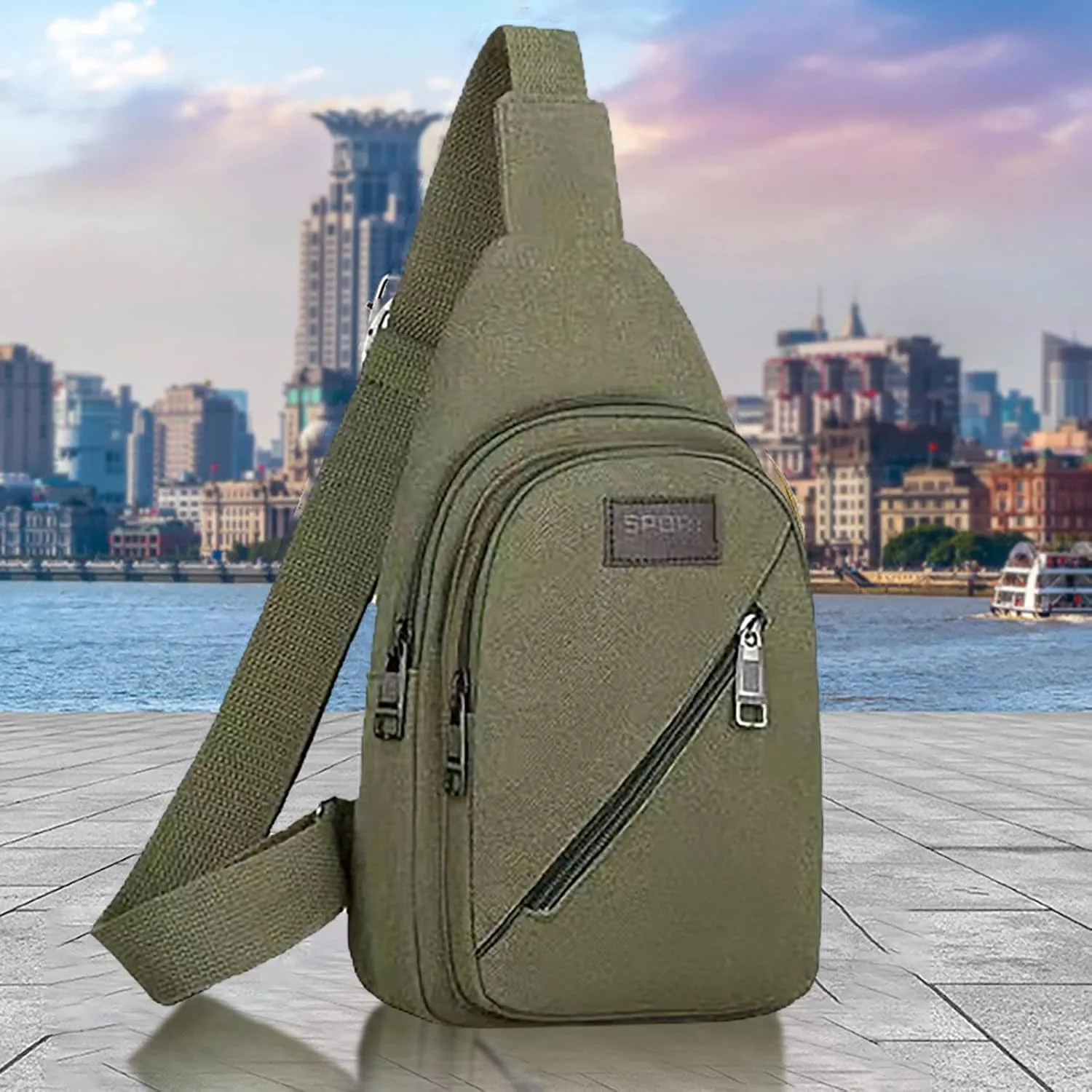 Sling Bag M Men's Canvas Large Capacity Fashionable Casual Shoulder Bag