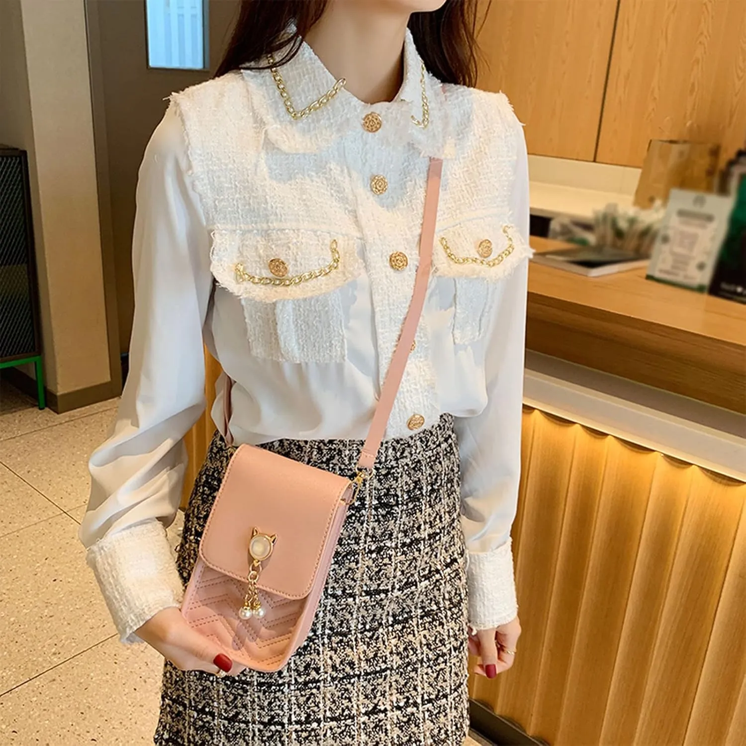 Summer Purse Boho Fashion Women Artificial Leather Solid Color Hasp Phone Bag Shoulder Bag Messenger