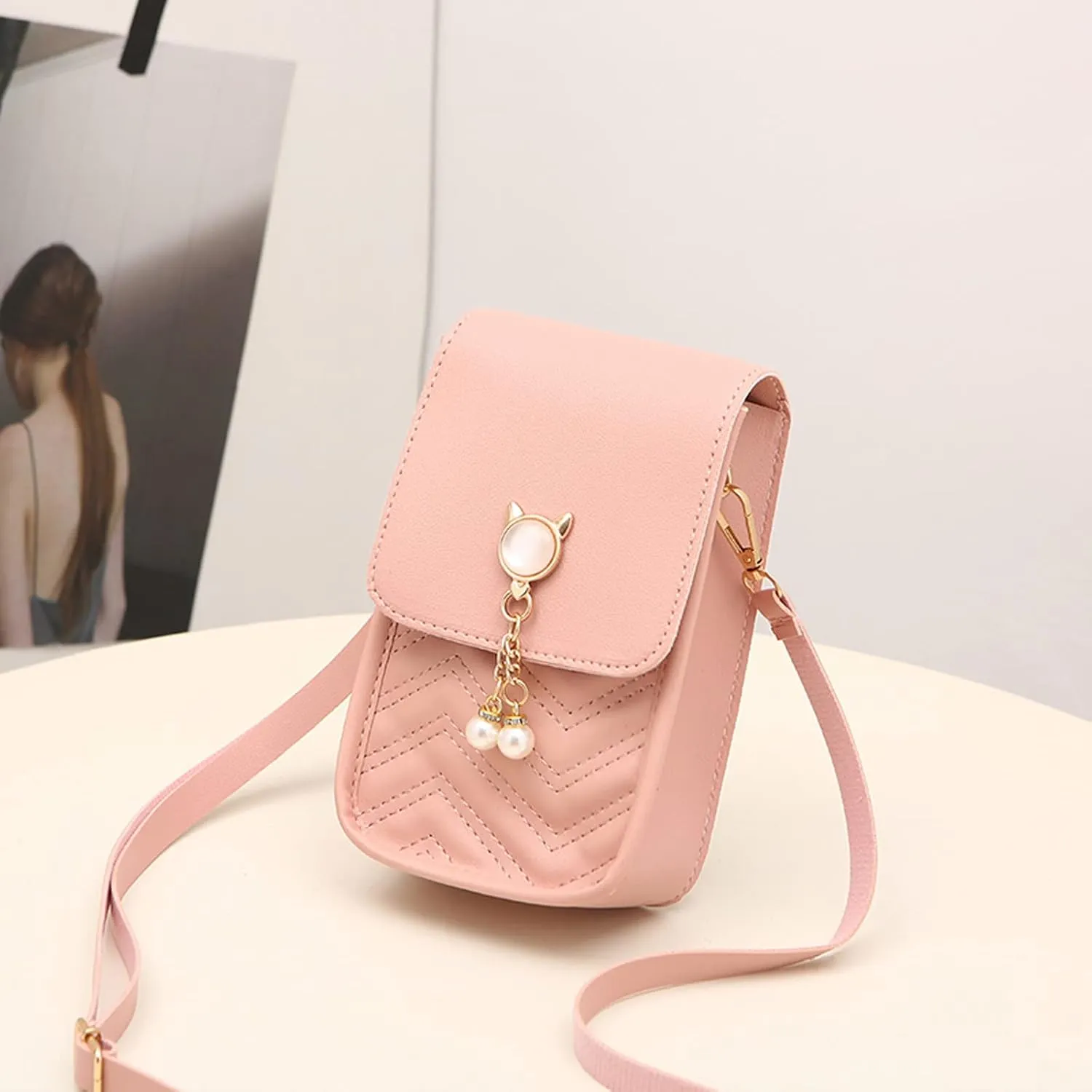 Summer Purse Boho Fashion Women Artificial Leather Solid Color Hasp Phone Bag Shoulder Bag Messenger