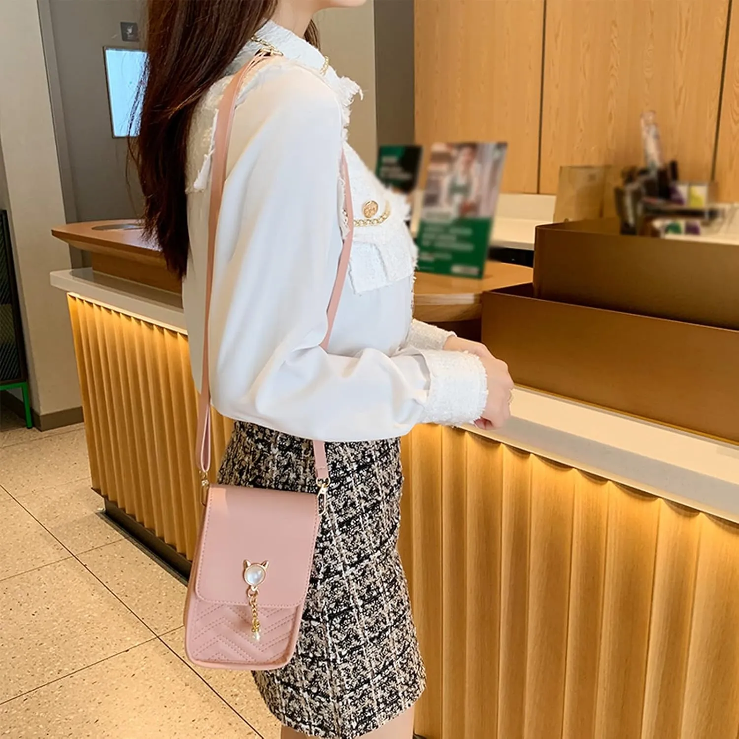 Summer Purse Boho Fashion Women Artificial Leather Solid Color Hasp Phone Bag Shoulder Bag Messenger