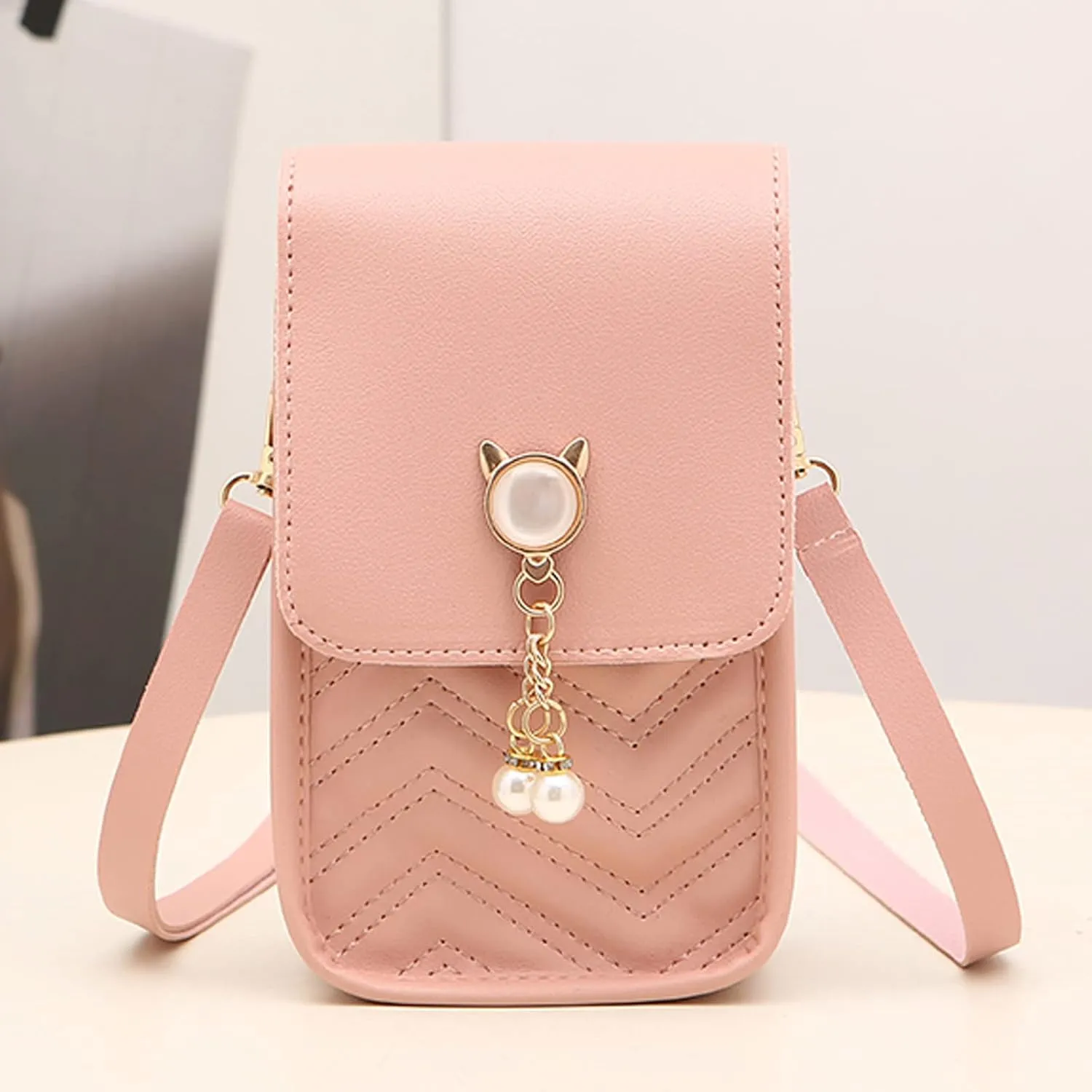 Summer Purse Boho Fashion Women Artificial Leather Solid Color Hasp Phone Bag Shoulder Bag Messenger