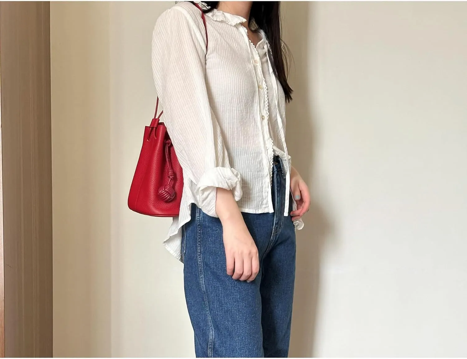 Summer Shoulder Bags Women' Genuine Leather Fashionable Minimalist Bucket Bag