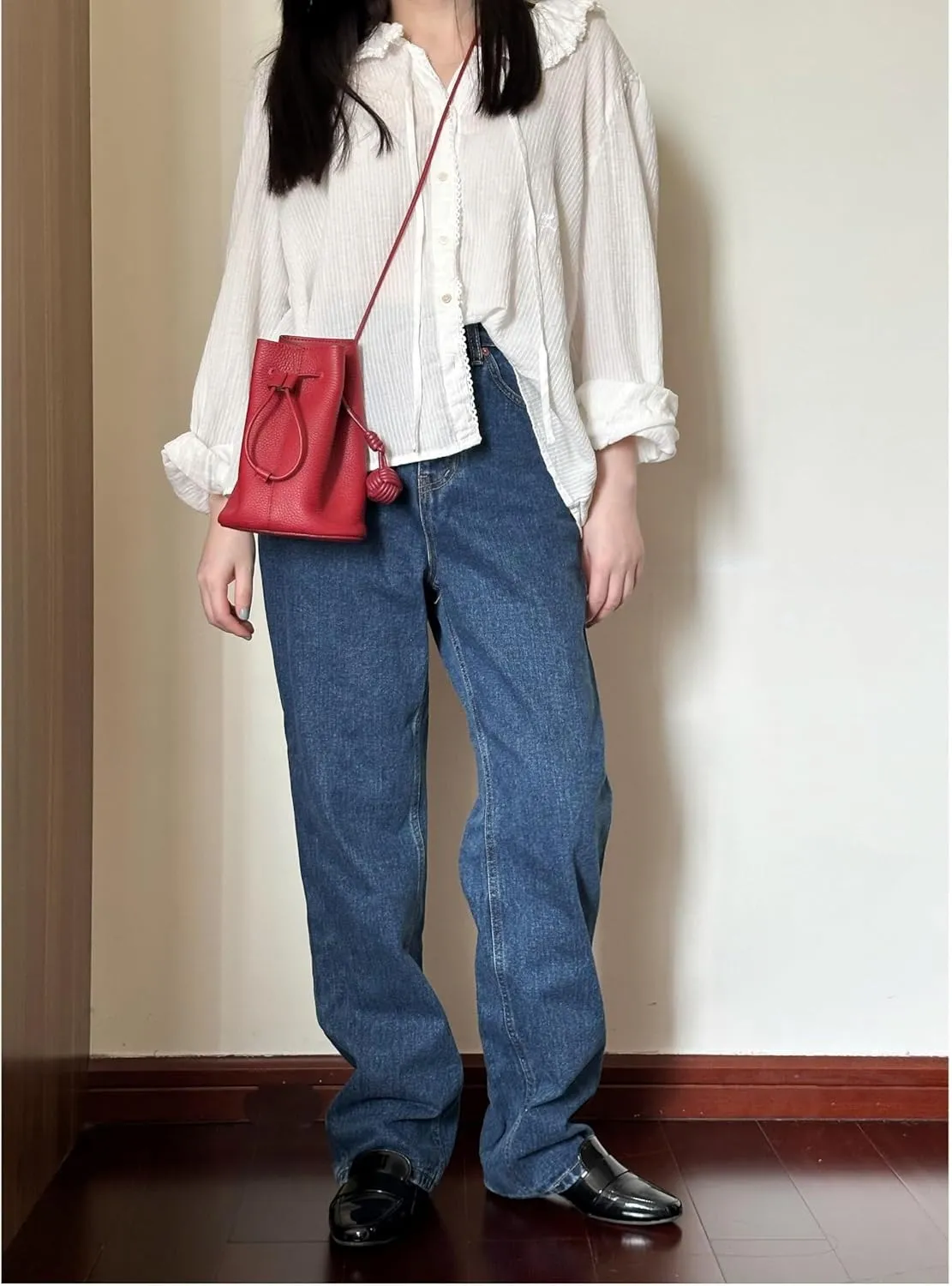 Summer Shoulder Bags Women' Genuine Leather Fashionable Minimalist Bucket Bag