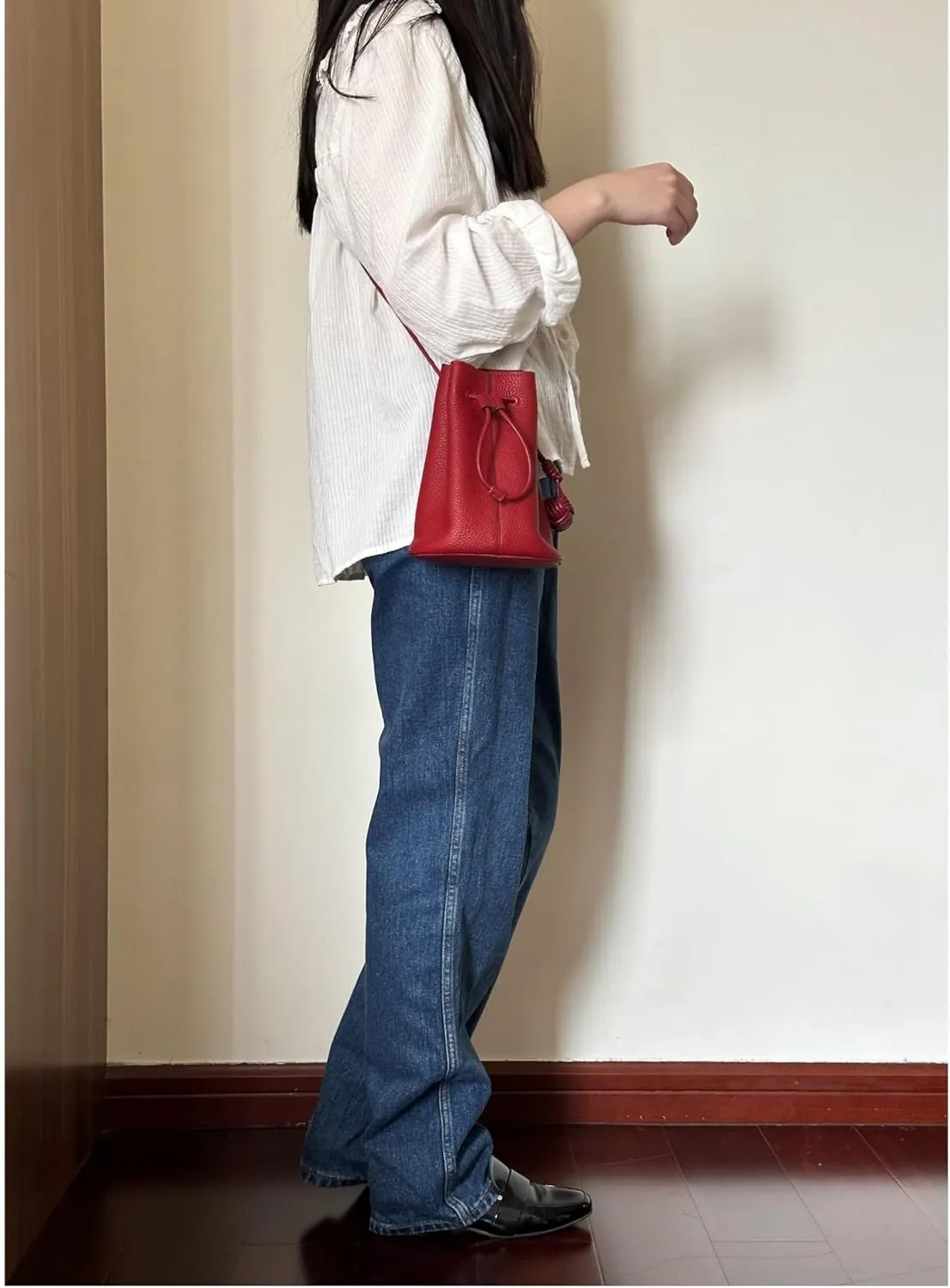 Summer Shoulder Bags Women' Genuine Leather Fashionable Minimalist Bucket Bag
