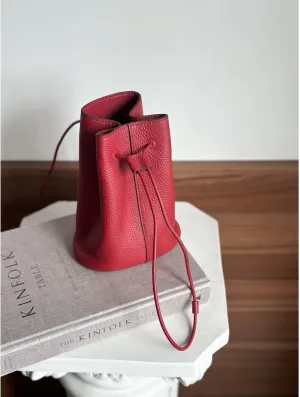 Summer Shoulder Bags Women' Genuine Leather Fashionable Minimalist Bucket Bag