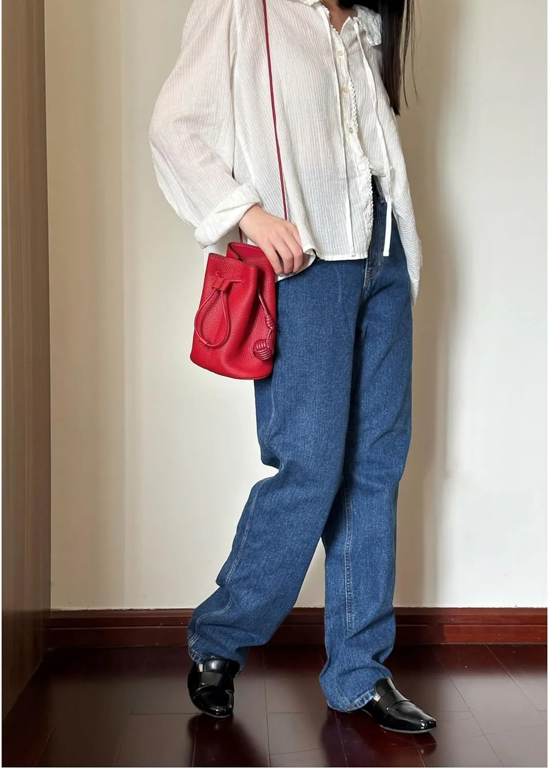 Summer Shoulder Bags Women' Genuine Leather Fashionable Minimalist Bucket Bag