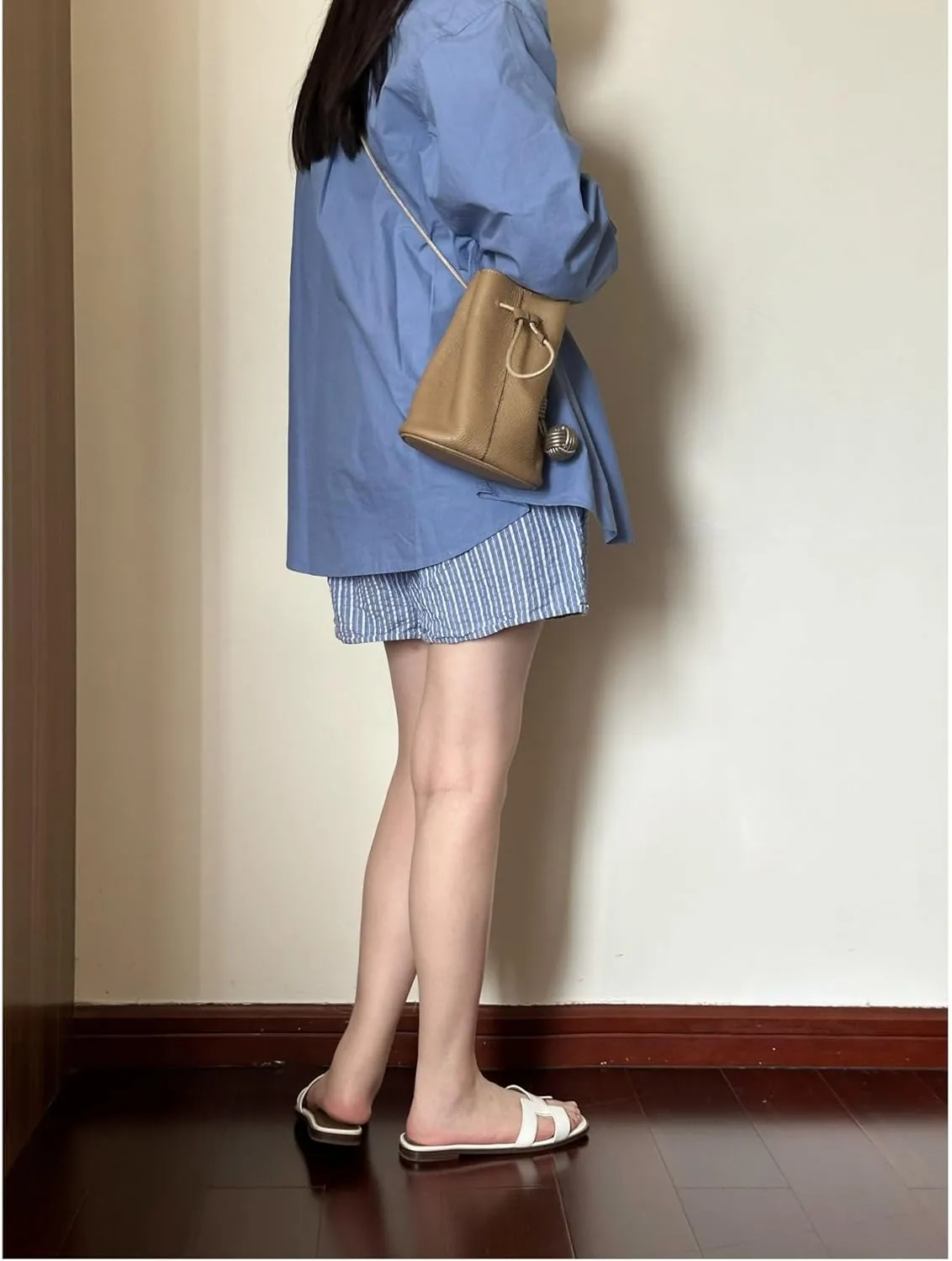 Summer Shoulder Bags Women' Genuine Leather Fashionable Minimalist Bucket Bag