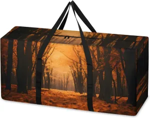 Sunset Forest Extra Large Moving Bags Heavy Duty Storage Bags Autumn Forest Cloth Wrap Around Handles Double Zipper Reusable Convenient Foldable Storage Tote for Travel Camping Space Save