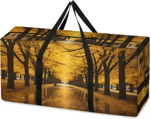 Sunset Forest Extra Large Moving Bags Heavy Duty Storage Bags Magical Forest Cloth Wrap Around Handles Double Zipper Reusable Convenient Foldable Storage Tote for Travel Camping Space Save