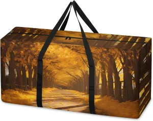 Sunset Forest Extra Large Moving Bags Heavy Duty Storage Bags Retro Forest Cloth Wrap Around Handles Double Zipper Reusable Convenient Foldable Storage Tote for Travel Camping Space Save