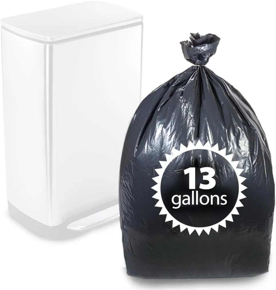 Tall Kitchen Trash Bags Black 13 Gallon By Primode  200 Count Heavy Duty Garbage Bag 24 X 31 MADE IN THE USA