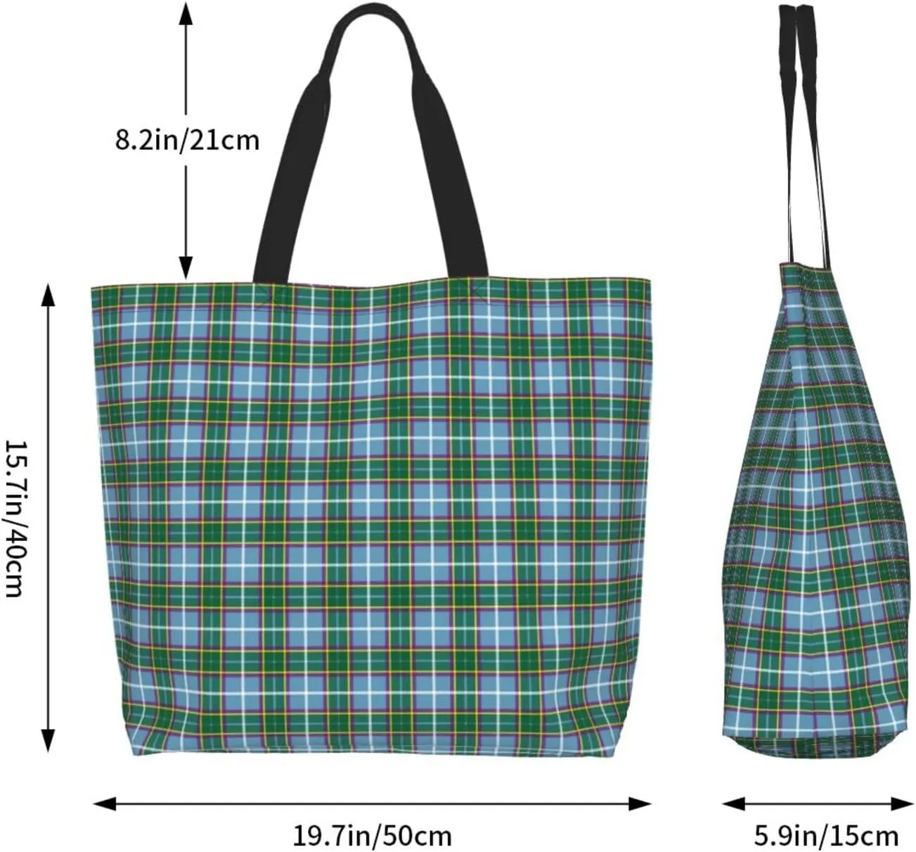 Tartan Tote Bag For Women Weekender Travel Bag Reusable Grocery Bags Large Totes Handbags