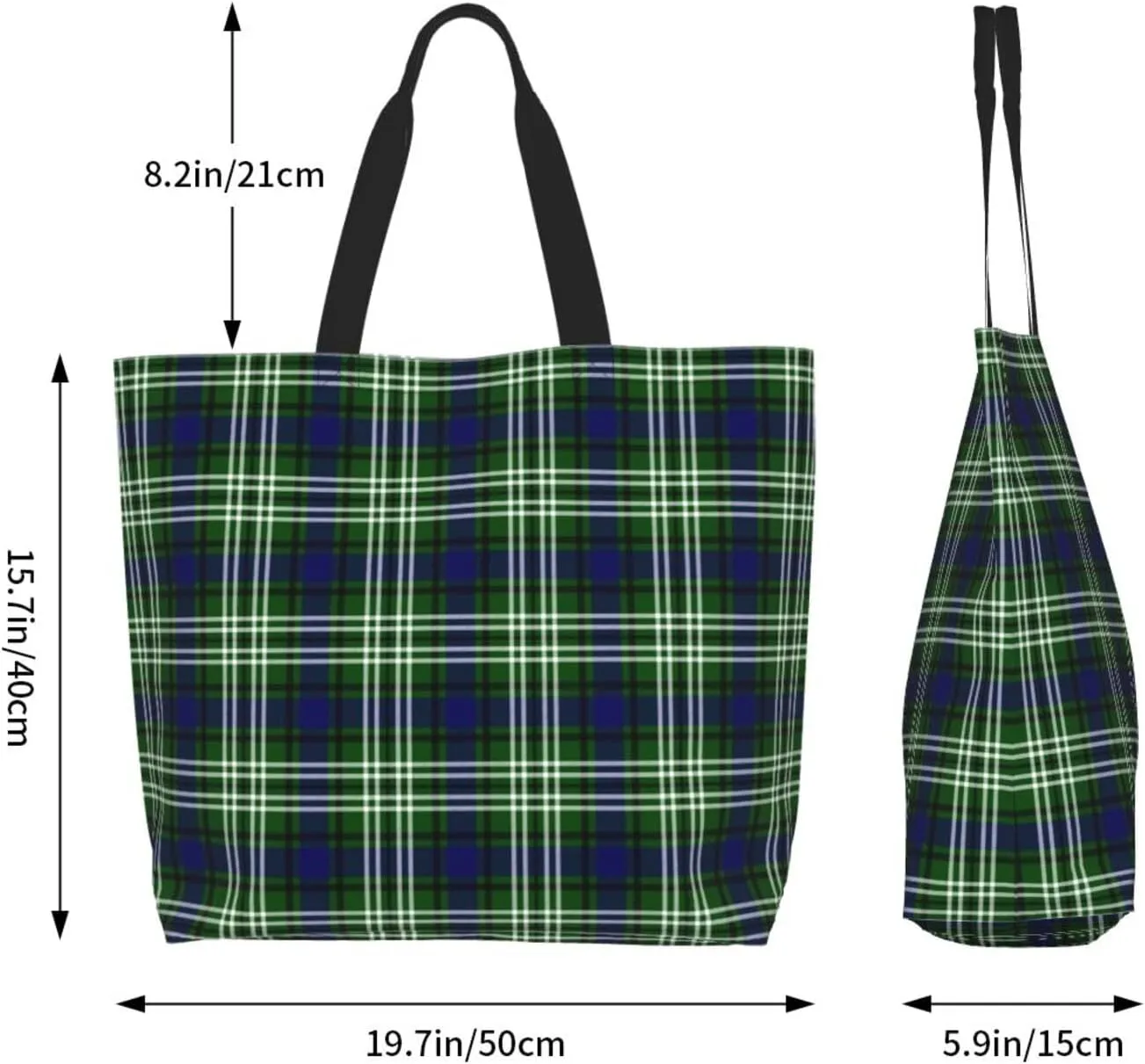 Tartan Tote Bag For Women Weekender Travel Bag Reusable Grocery Bags Large Totes Handbags