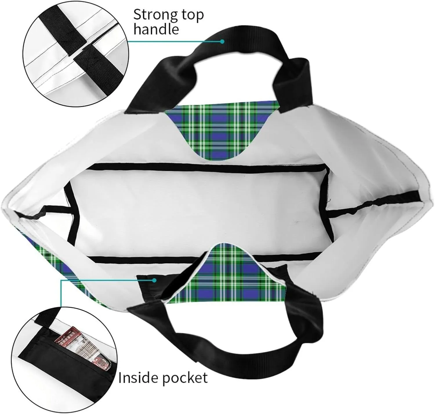 Tartan Tote Bag For Women Weekender Travel Bag Reusable Grocery Bags Large Totes Handbags
