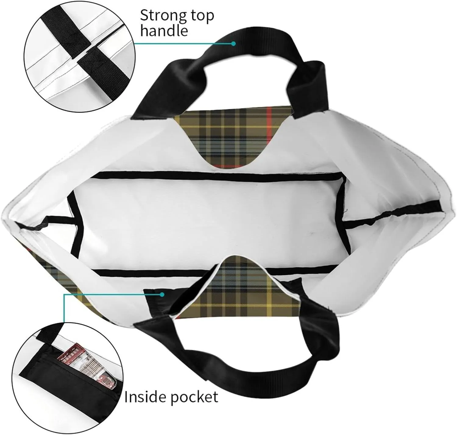 Tartan Tote Bag For Women Weekender Travel Bag Reusable Grocery Bags Large Totes Handbags