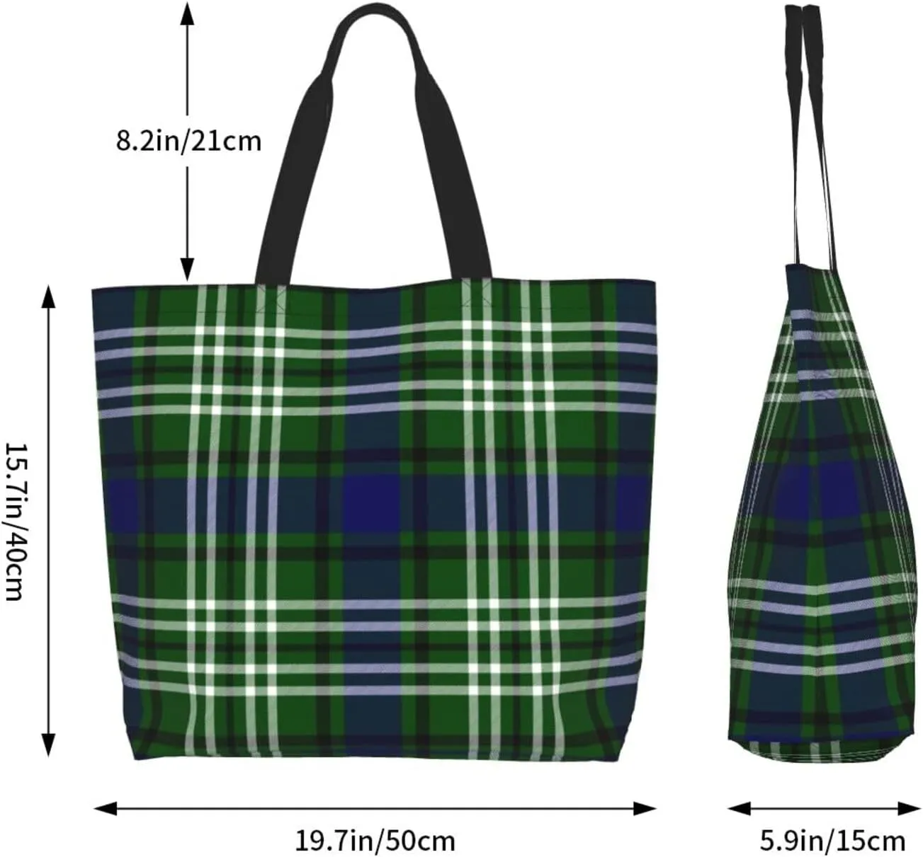 Tartan Tote Bag For Women Weekender Travel Bag Reusable Grocery Bags Large Totes Handbags