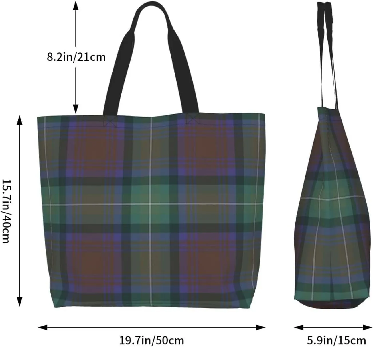 Tartan Tote Bag For Women Weekender Travel Bag Reusable Grocery Bags Large Totes Handbags